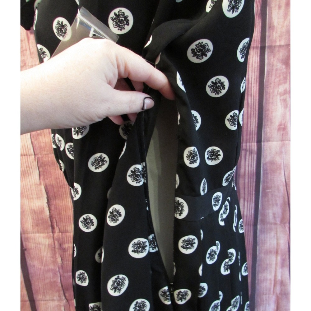 ModCloth Just My Typist Pleated Shirt Dress Black White Retro Vintage Large NWOT - Picture 9 of 13
